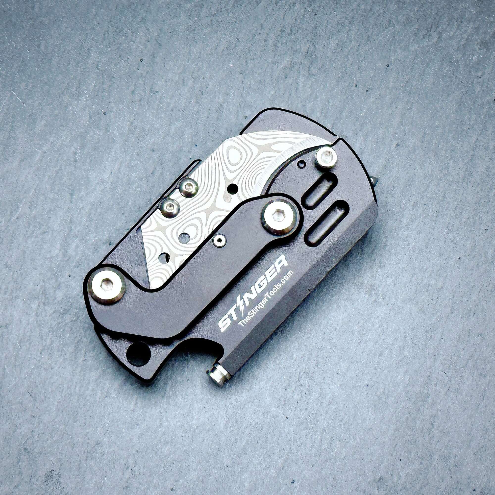 Stinger Dog Tag Blade, Folding Pocket Knife, Utility Knife - Matte Black (SC)