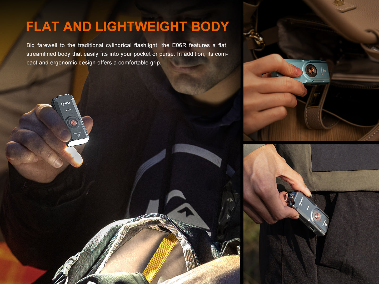 Fenix E06R Keychain Light with White, UV, and Red Laser Lights (SC)