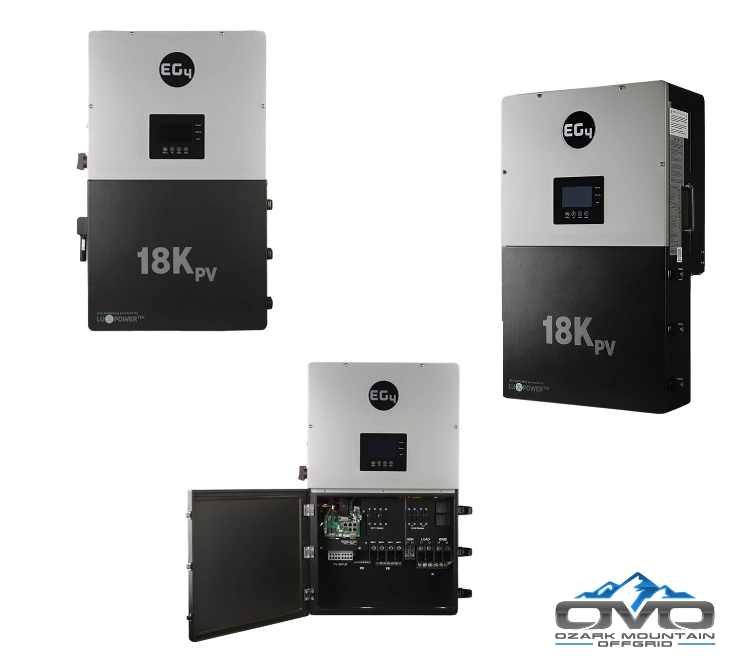 17KW Complete Offgrid Solar Kit + EG4 18kPV + 2x 14.3KW 48V EG4 Lithium Indoor Wall Battery + 17.6KW Solar with Ground Mount and Wiring (SC)