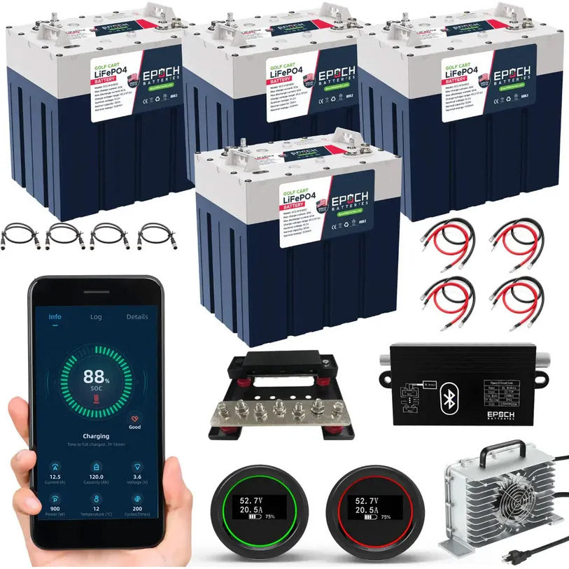 Epoch Batteries 48V 120Ah GC2 Golf Cart LiFePO4 Lithium Battery Complete Kit