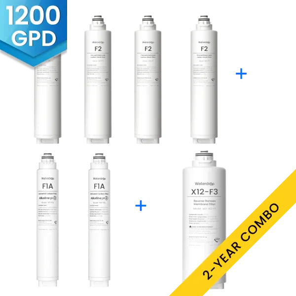 Waterdrop X12 RO System Replacement Filter Combo Set - 1200GPD (SC)