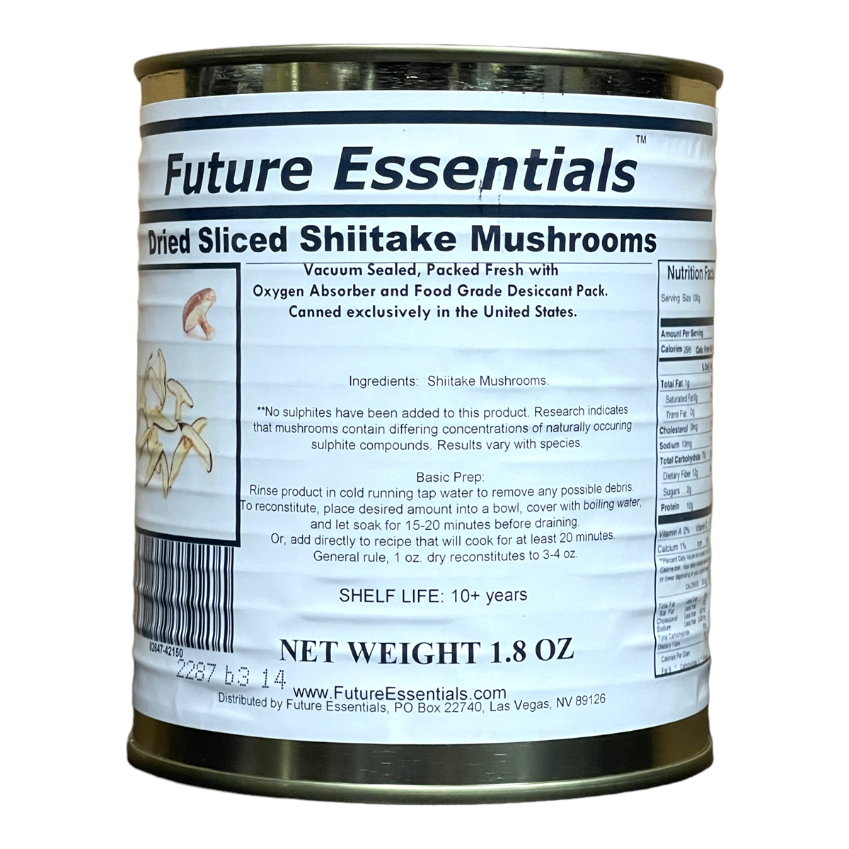 Future Essentials Dehydrated Sliced Shiitake Mushrooms (SC)