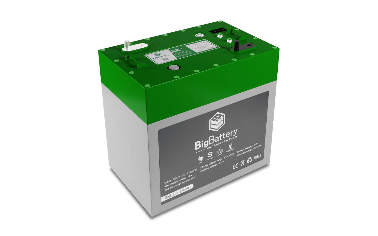 BigBattery 48V EAGLE 2 | LiFePO4 | 32Ah | 1.63kWh | Golf &amp; Utility Cart Battery (SC)
