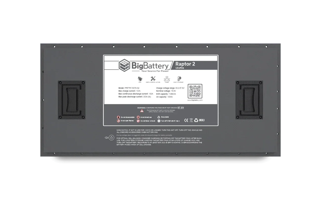 BigBattery 72V RAPTOR 2 LiFePO4 Battery | 7.68kWh | Game-Changing Power for Golf Carts (SC)