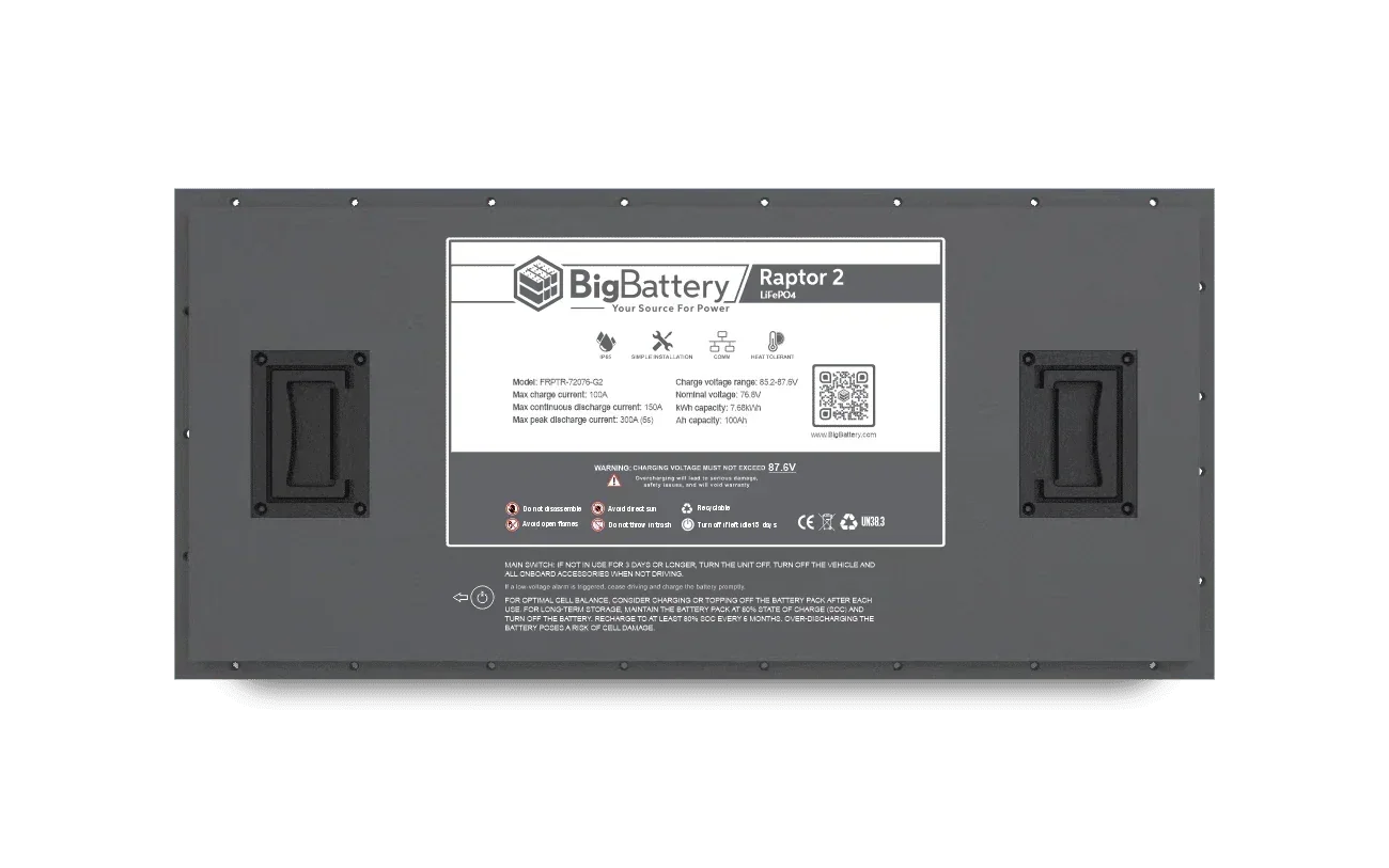 BigBattery 72V RAPTOR 2 LiFePO4 Battery | 7.68kWh | Game-Changing Power for Golf Carts