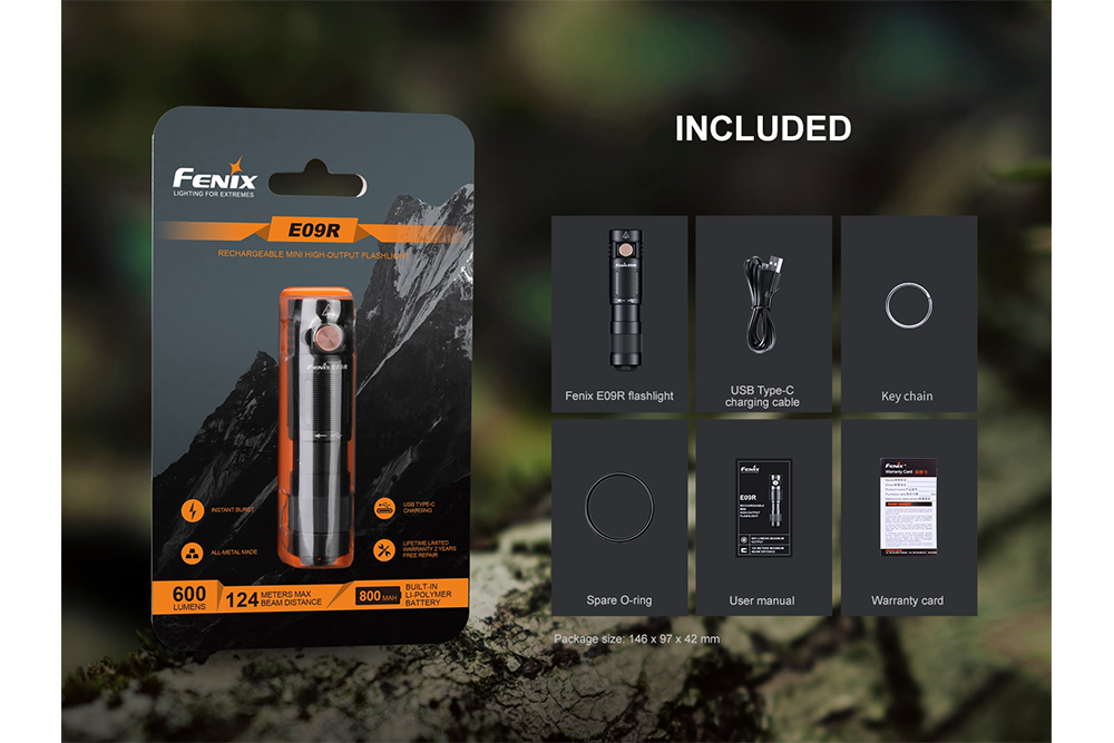 fenix e09r rechargeable edc flashlight Fenix E09R Rechargeable EDC Flashlight 600 Lumen