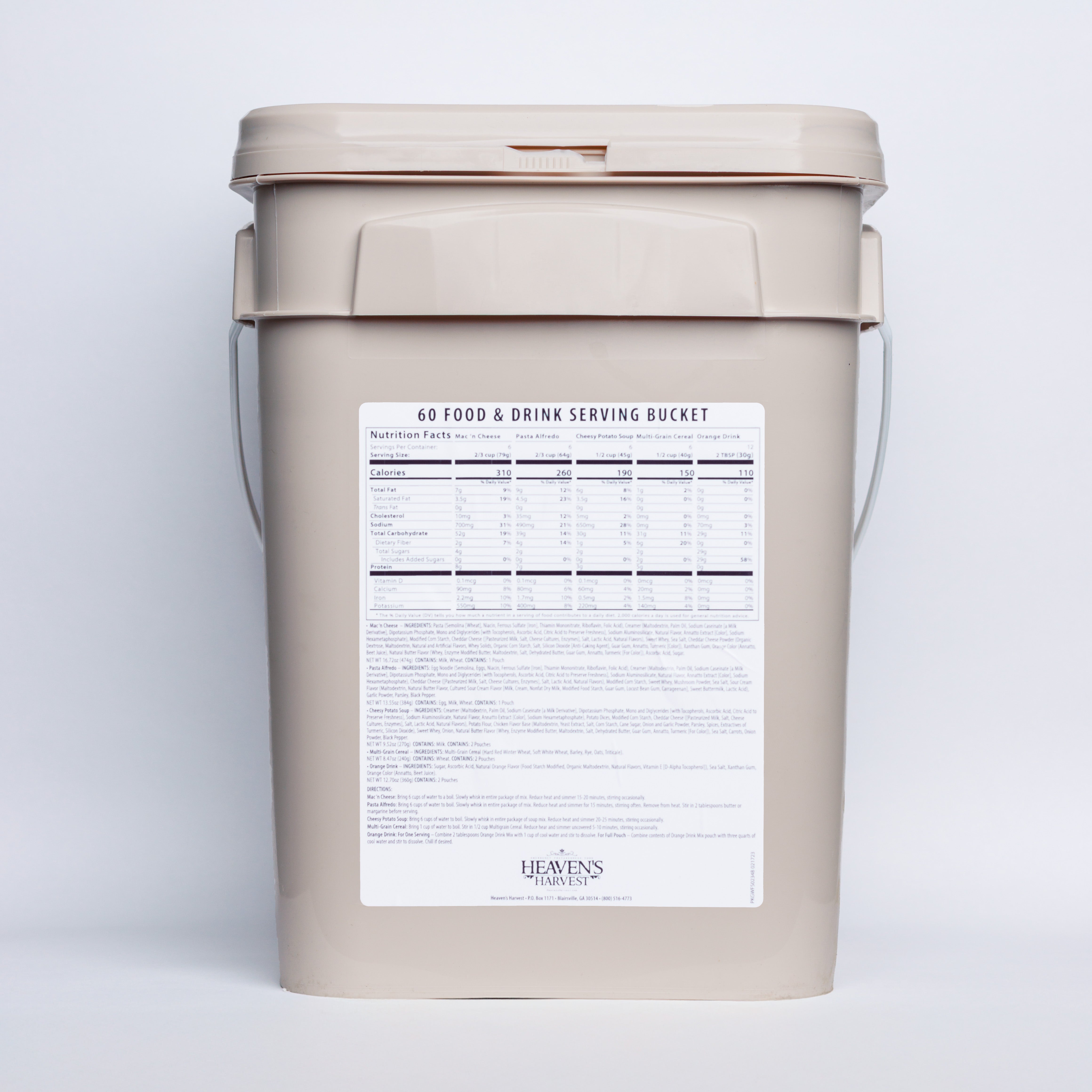 1 Week Kit -Starter Food & Drink Bucket - 1 Person 1 Week - 60 Servings - Emergency Survival Food Kit