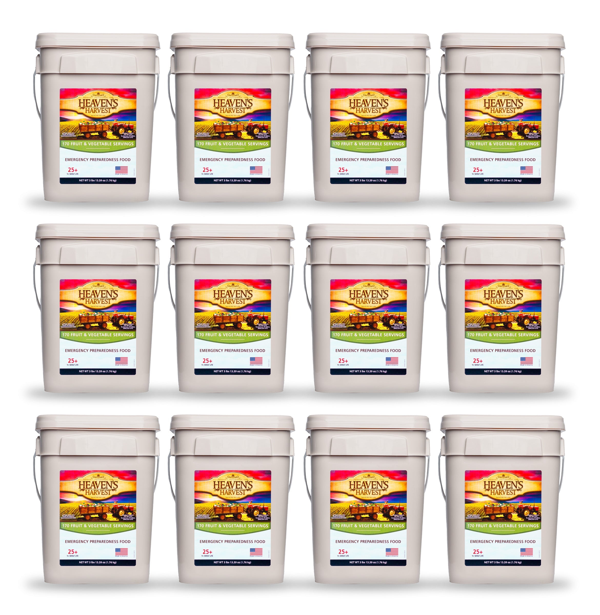 Fruit & Vegetable Bucket - 12 Pack - Emergency Survival Food Kit