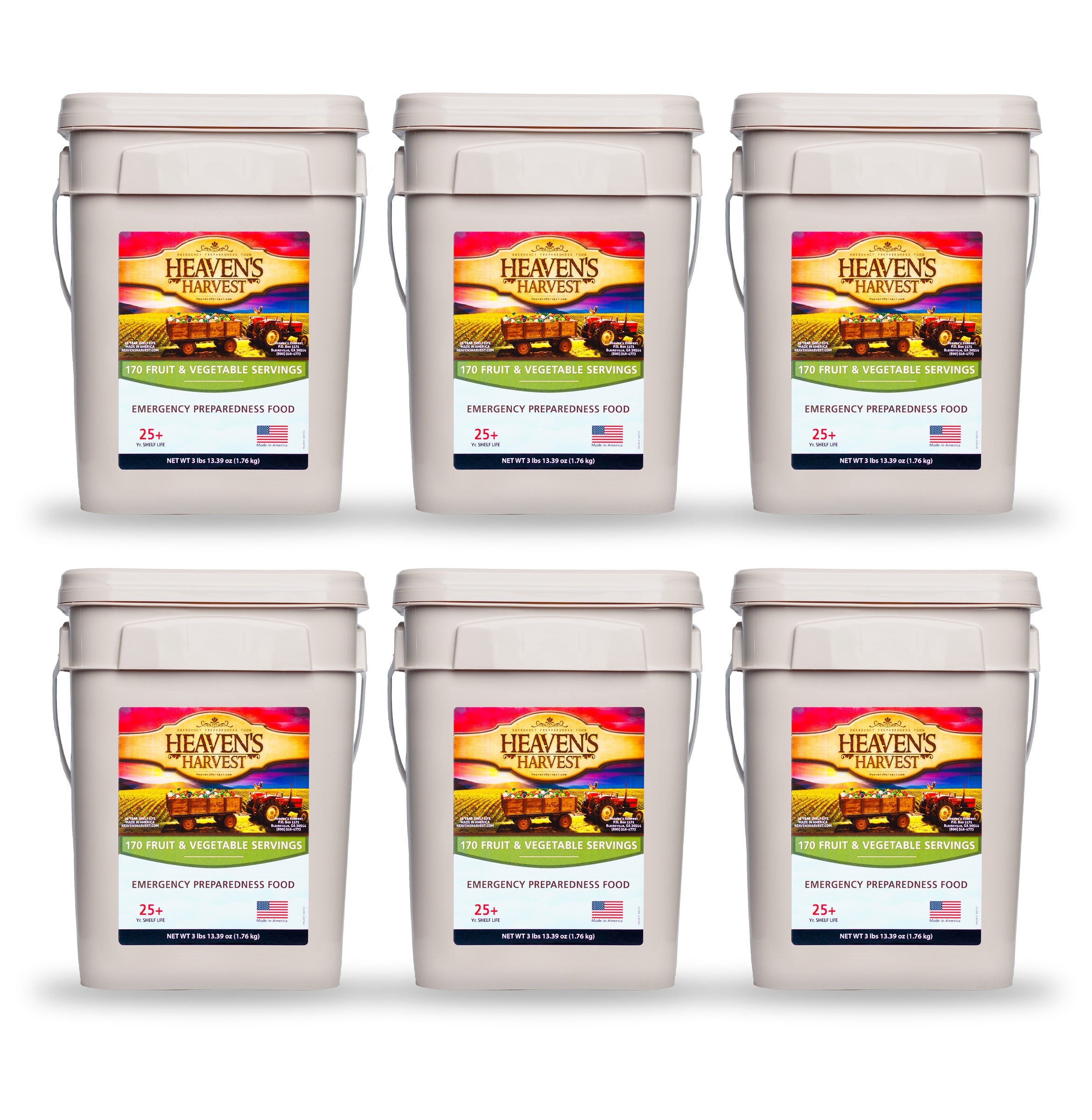 Fruit & Vegetable Bucket - 6 Pack - Emergency Survival Food Kit