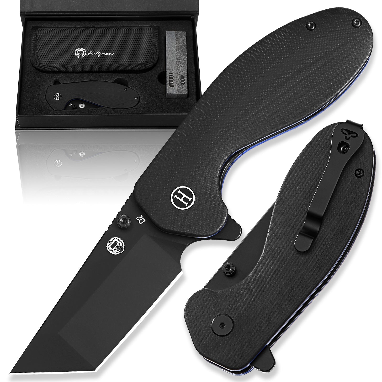 The Pioneer Folding Pocket (SC) Knife Giftset for Men and Women (Black and Blue) (SC)