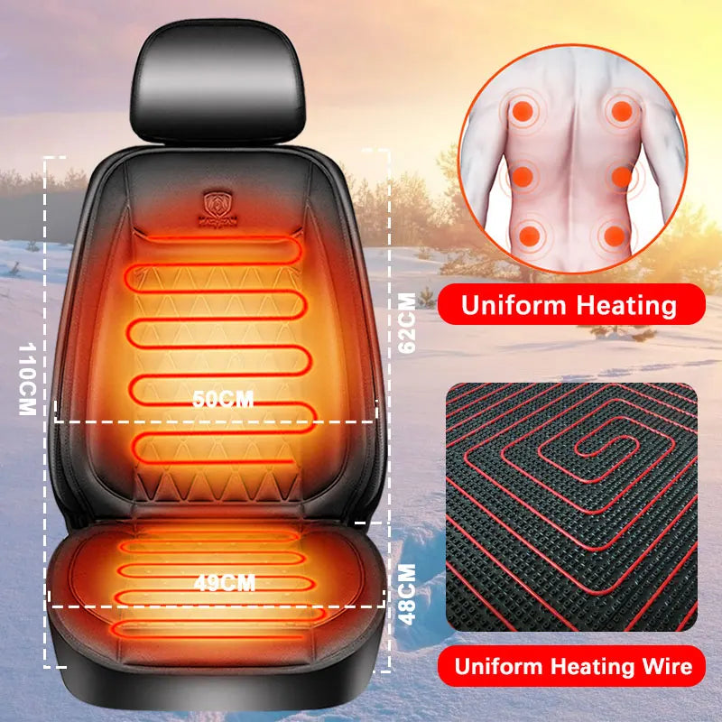 12-24V Heated Car Seat Cover – Fast Heating Flannel Seat Warmer Protector 25W