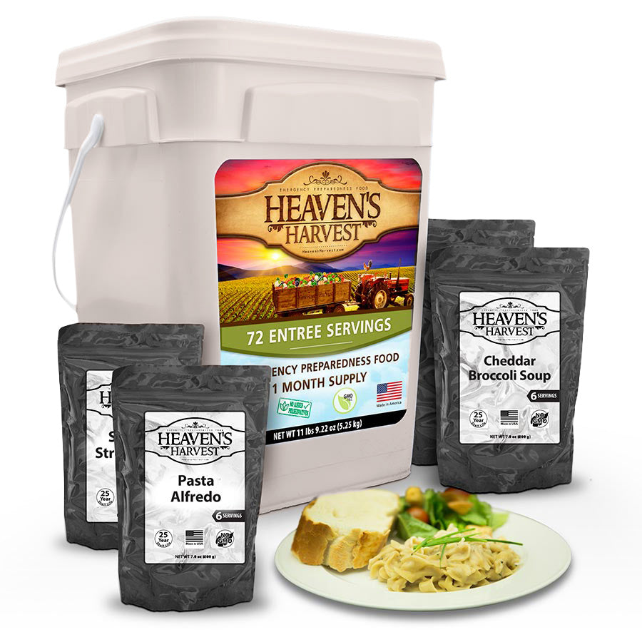 Entree Bucket  - 1 Person 1 Month - 72 Servings - Emergency Survival Food Kit
