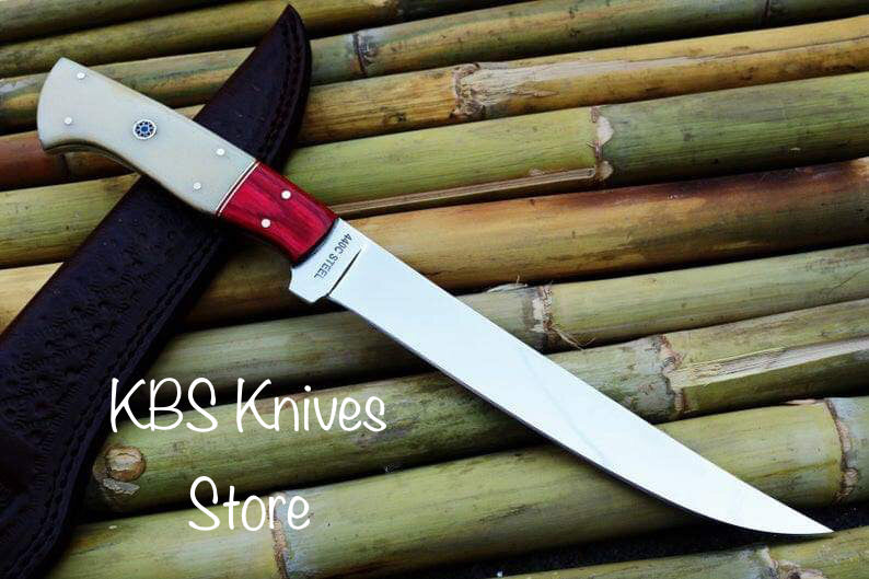 High Carbon Steel Fillet Knife – 8" 440C Blade with Bone & Exotic Wood Handle (SC)