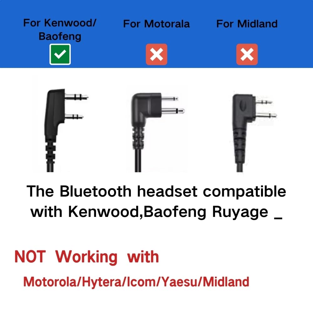 RUYAGE Bluetooth Walkie Talkie Adapter | Wireless PTT Radio Headset