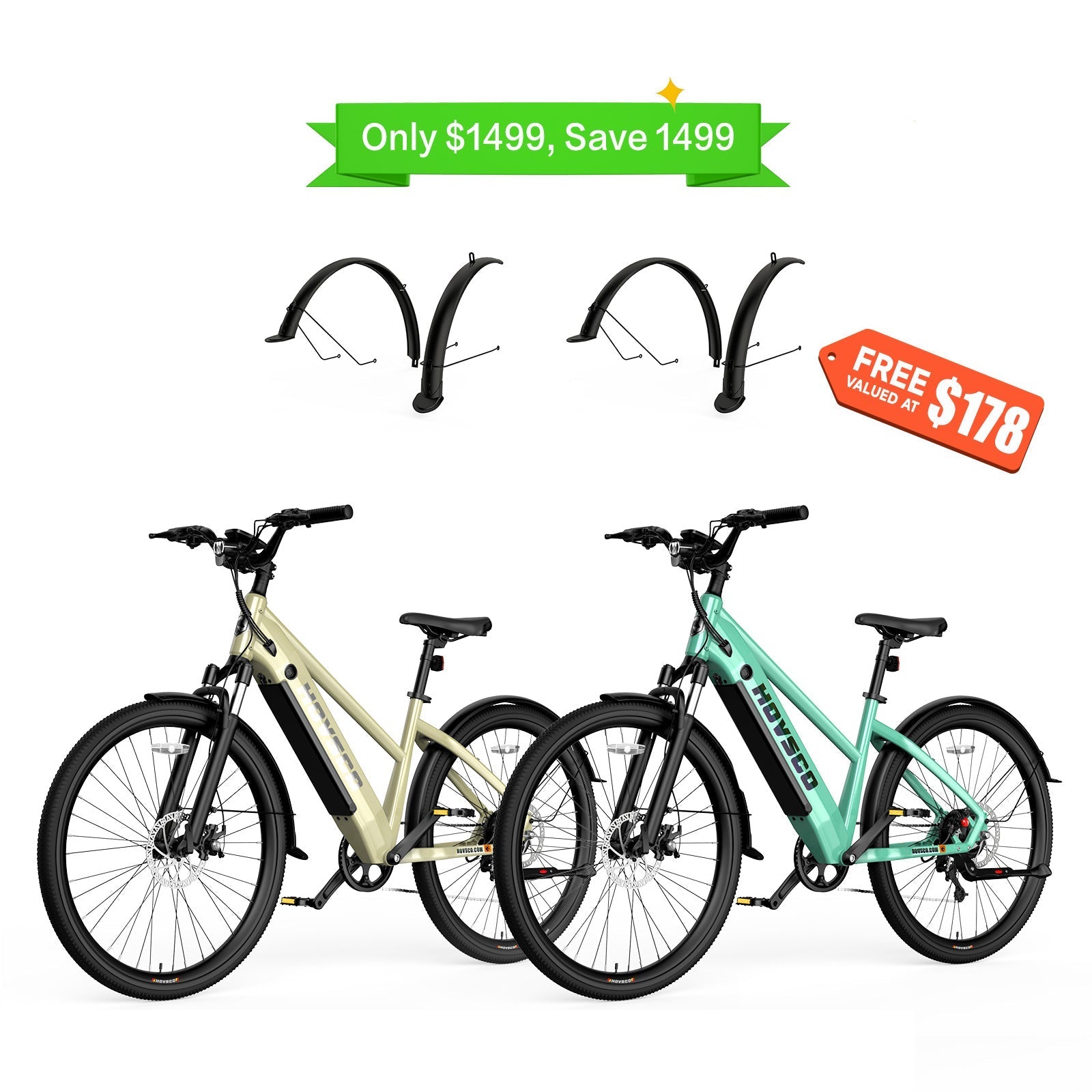 HOVSCO HovCity 27.5" Step-Thru Cruiser Electric Bike For Adults (SC)