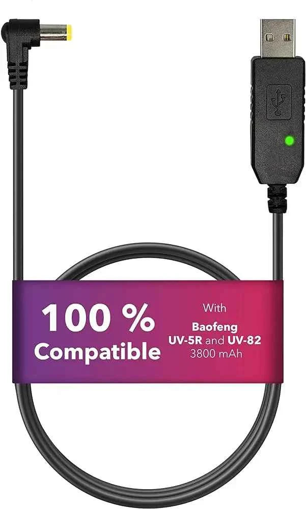 USB Charging Cable with LED Indicator for Baofeng UV5R Extended Batteries – Fast & Reliable Charging (SC)