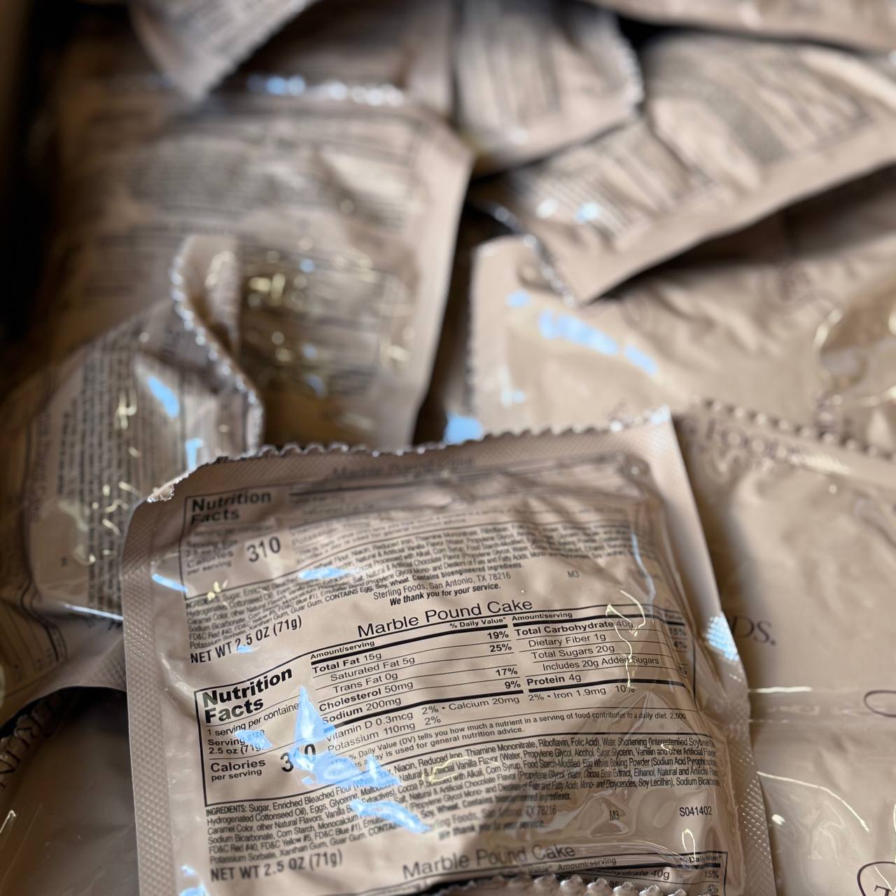BULK MRE Dessert - 100 packs of Marble Pound Cake (Trans Fat Free) (SC)