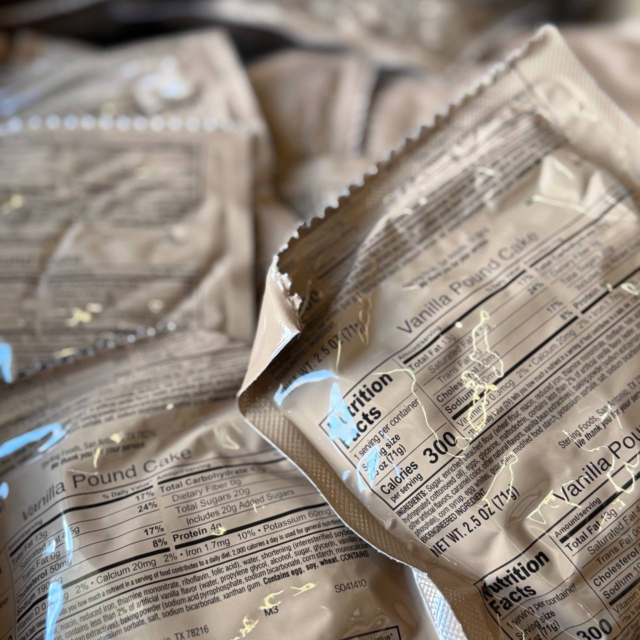 BULK MRE Dessert - 100 packs of Vanilla Pound Cake (Trans Fat Free) (SC)