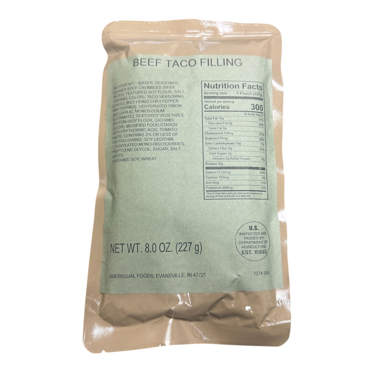 MRE Entree - Beef Taco Filling