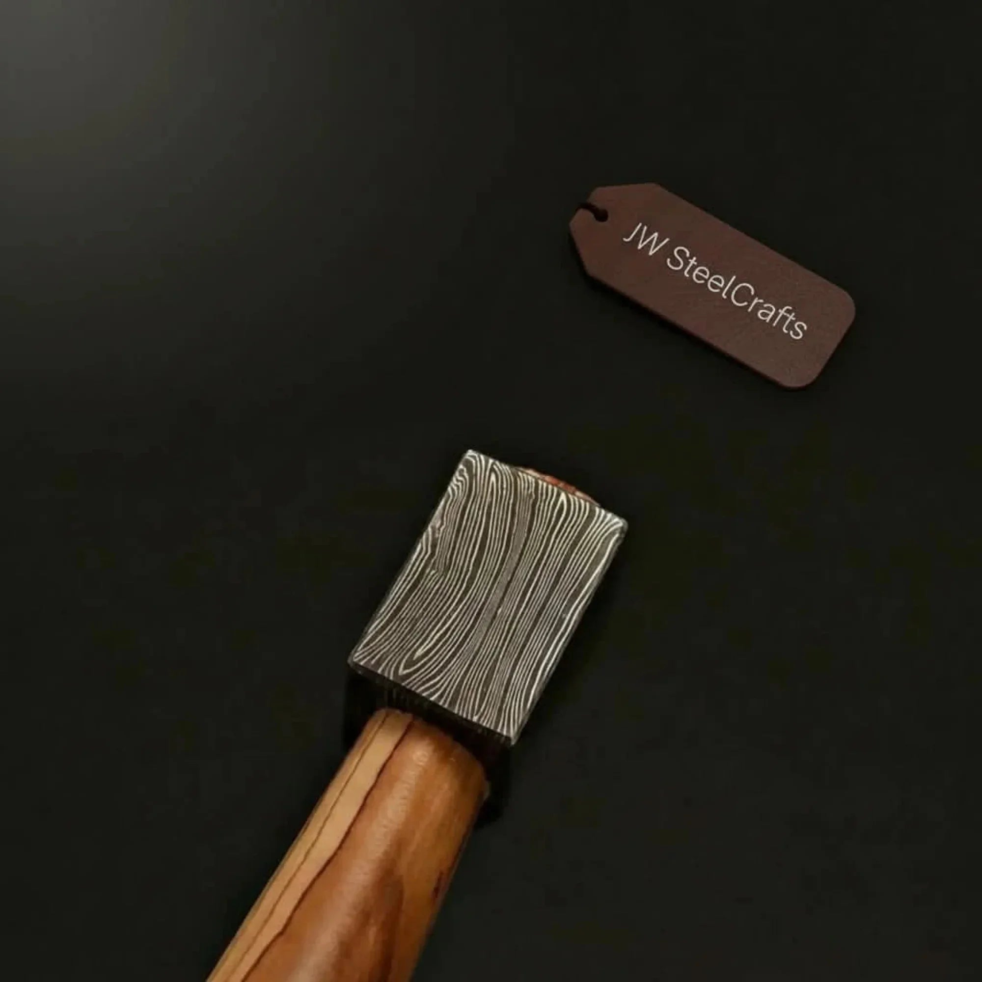 Hand-Forged Damascus Bearded Bushcraft Hatchet with Hardwood Handle