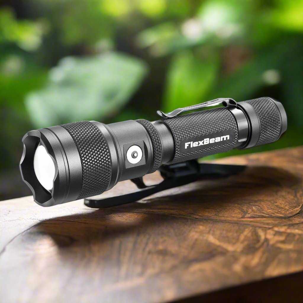 FlexBeam 1200LM Thread-Zoom Hunting Flashlight | 700M Range | Stable on Guns & Bikes