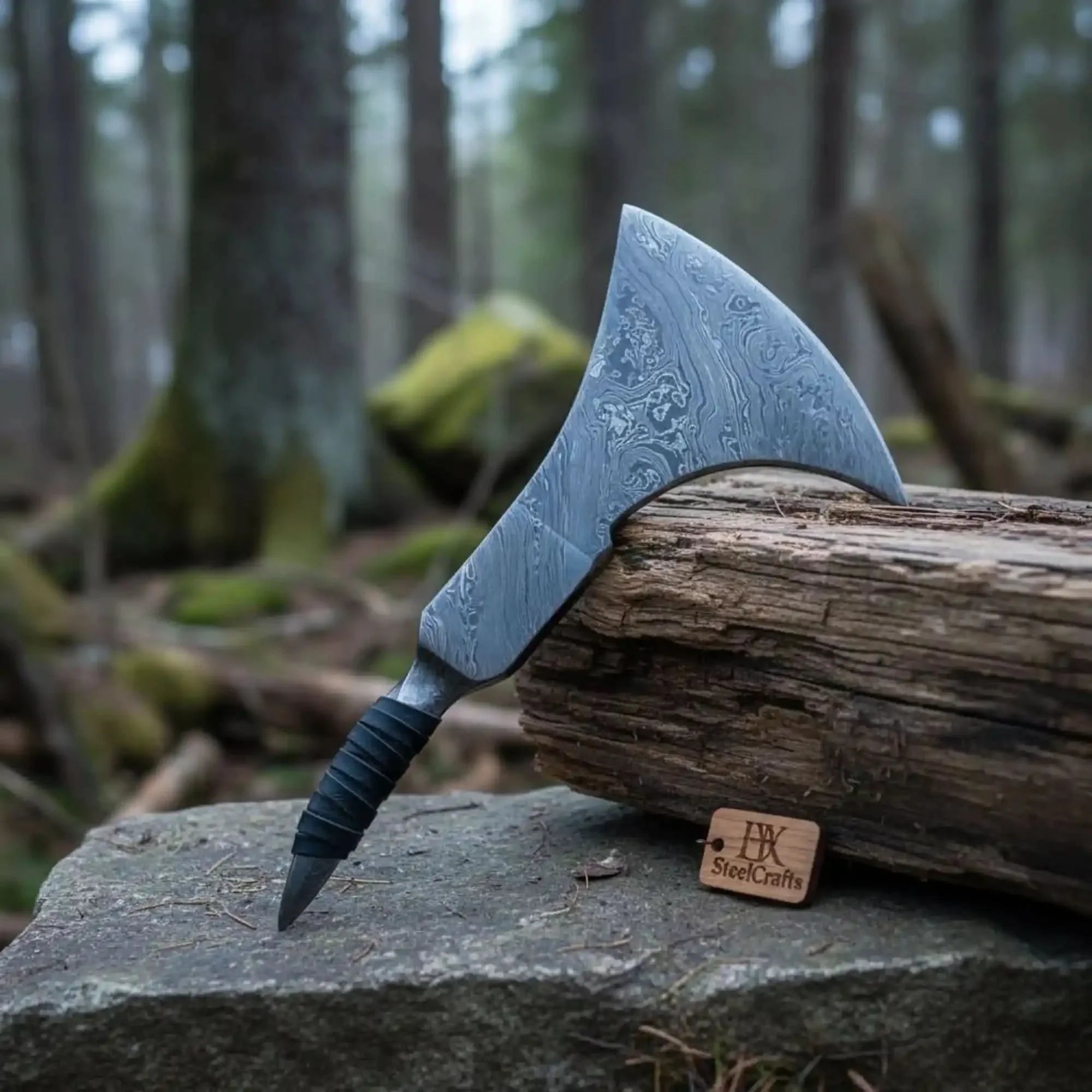 Custom Handmade Damascus Steel Tomhawk  Viking Axe Head 10" long