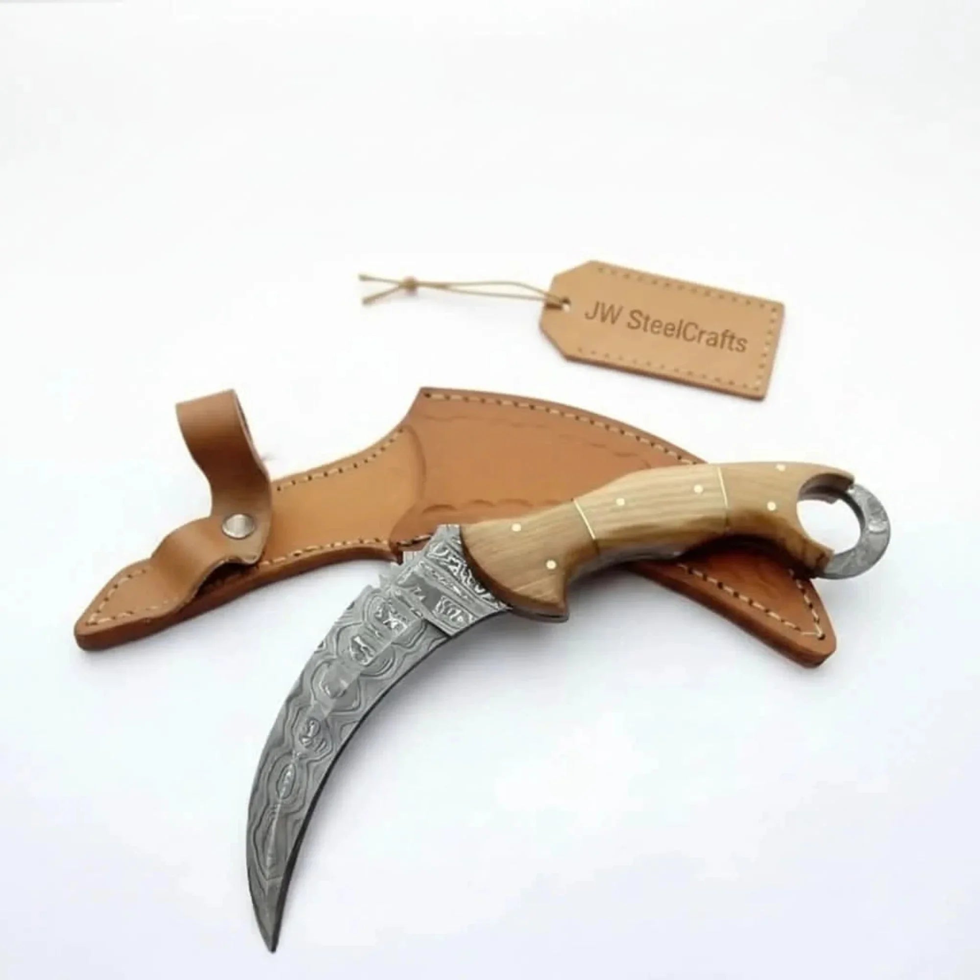 Custom Handmade Damascus Steel  Full Tang Karambit Knife