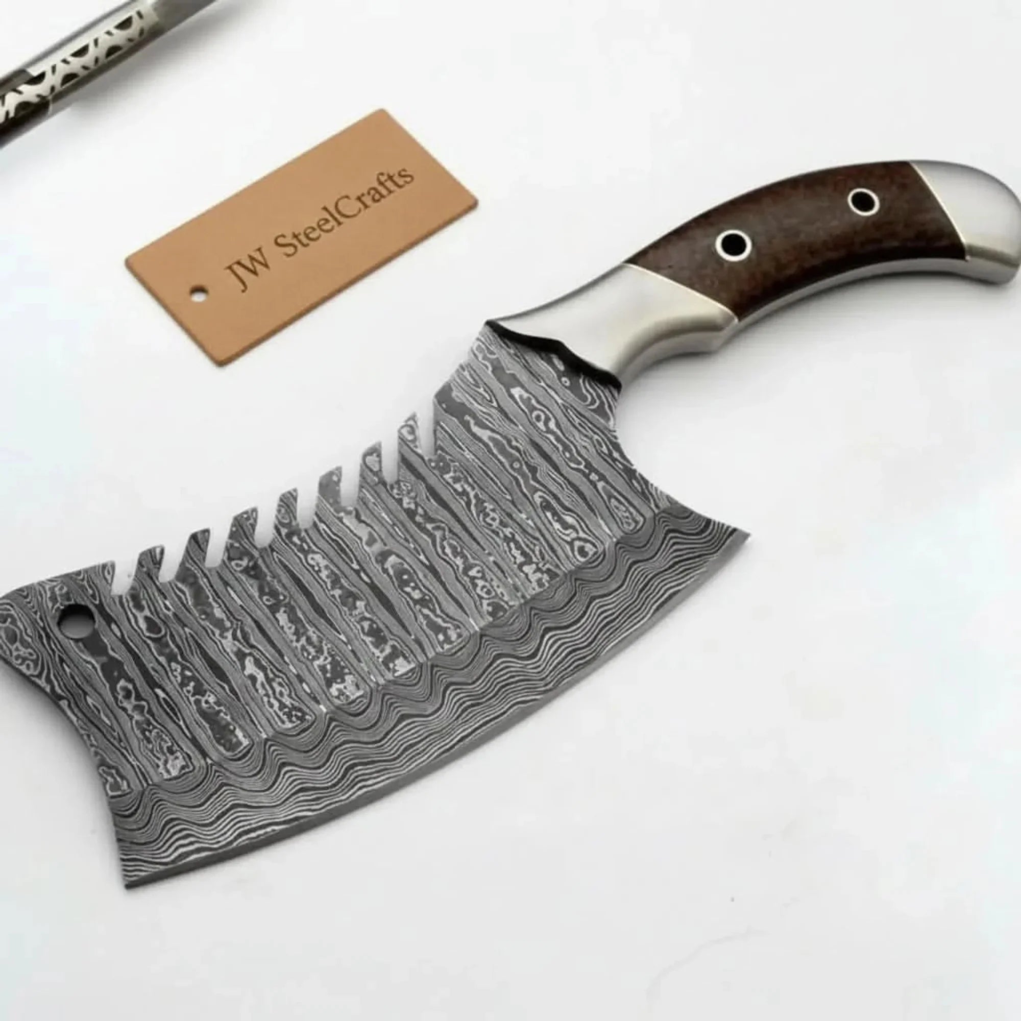Heavy-Duty Damascus Meat Tenderizer Cleaver