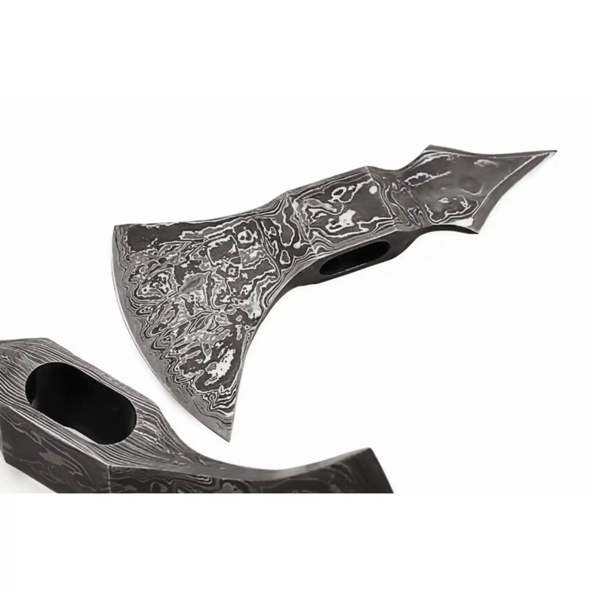 Ravenspine Spike Axe 7" Handmade Damascus Bearded Head with Spike