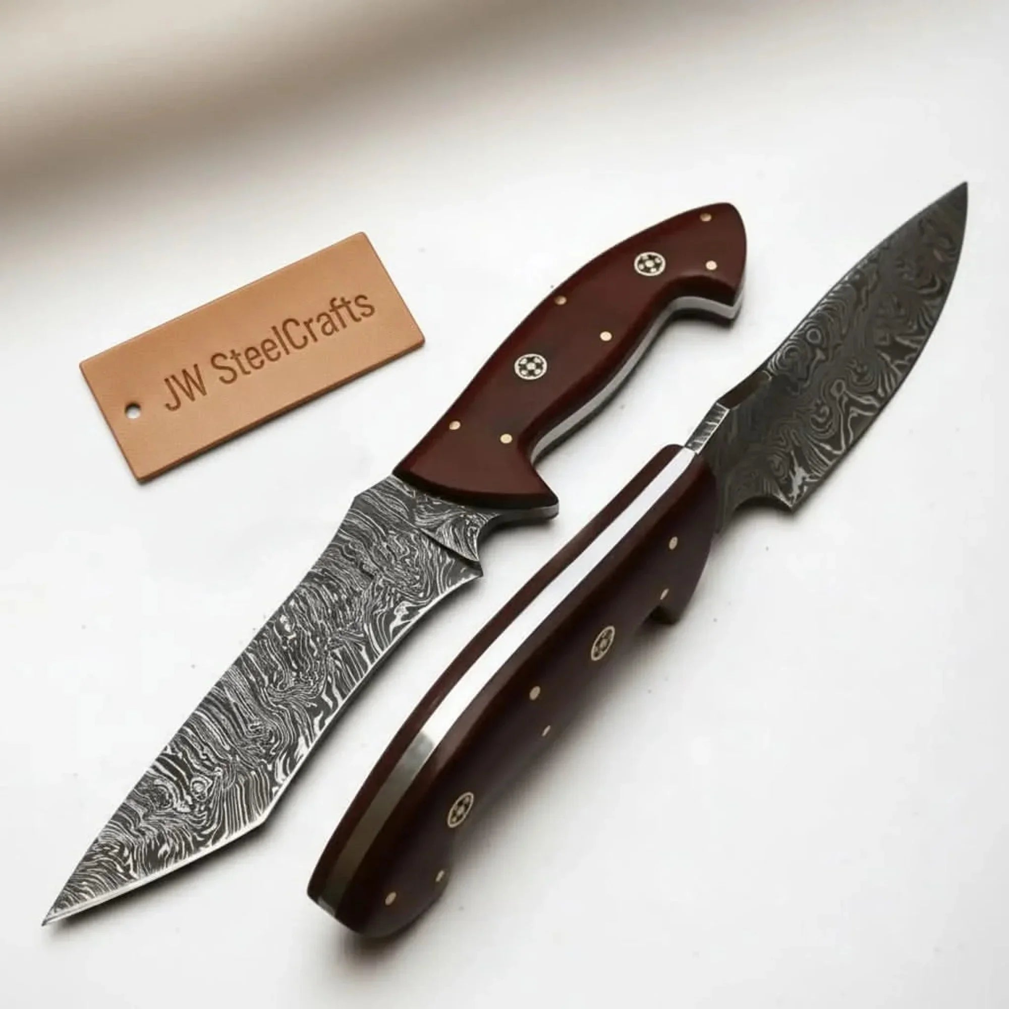 Handmade Damascus Steel Chestnut Skinner Knife Set 10"  Fixed Blade Knife