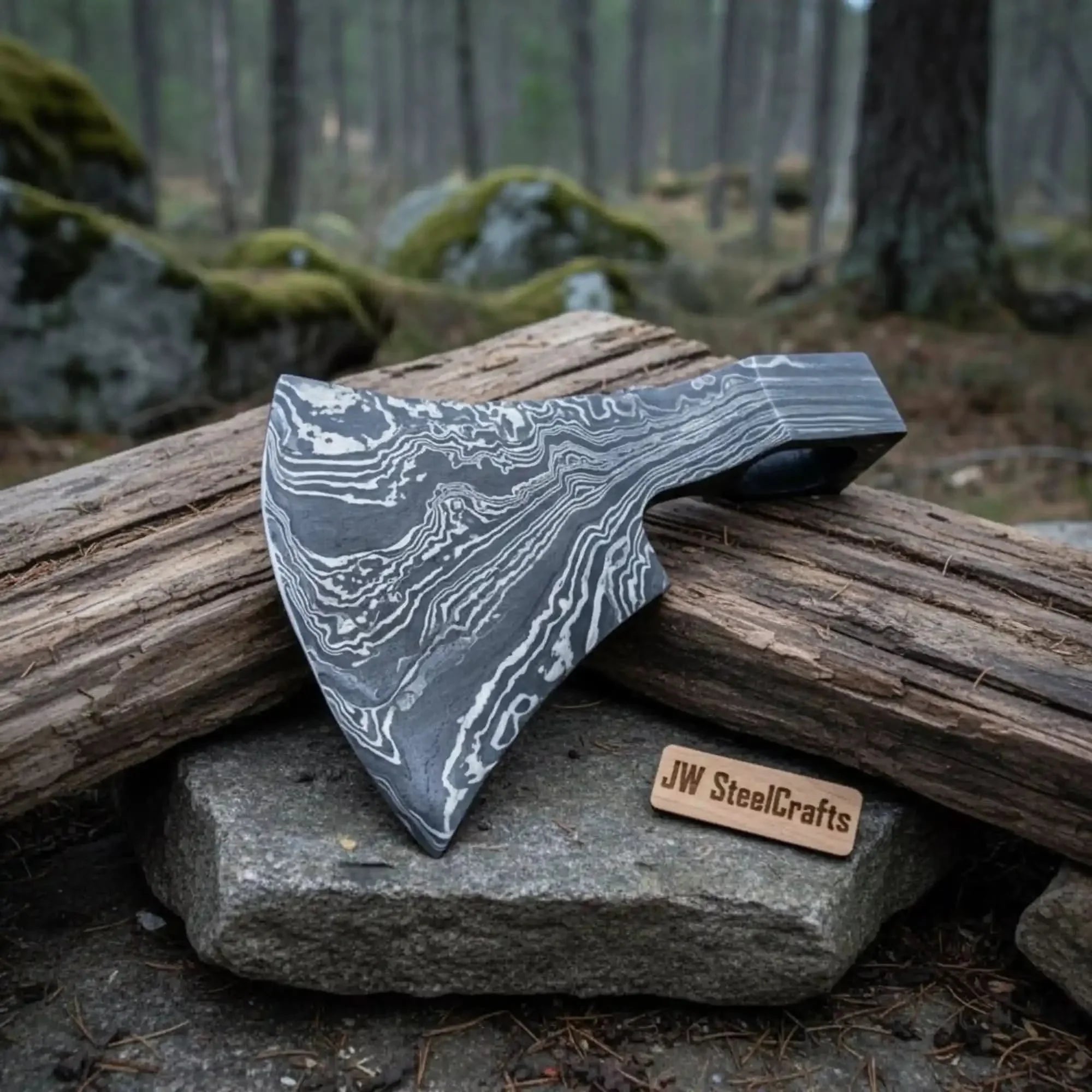 Duskforge Axe Head Blank 6" Handmade Lightweight Damascus Steel