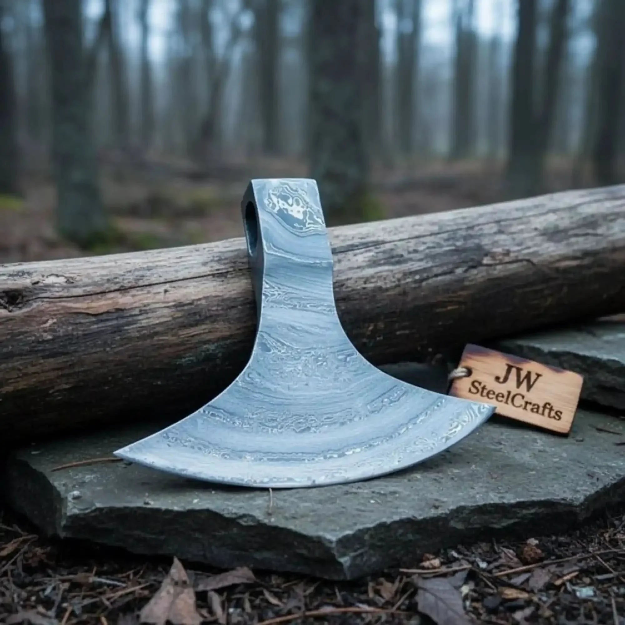 Duskmoor Axe Head 7" Handmade Damascus Steel Bearded Axe Blank