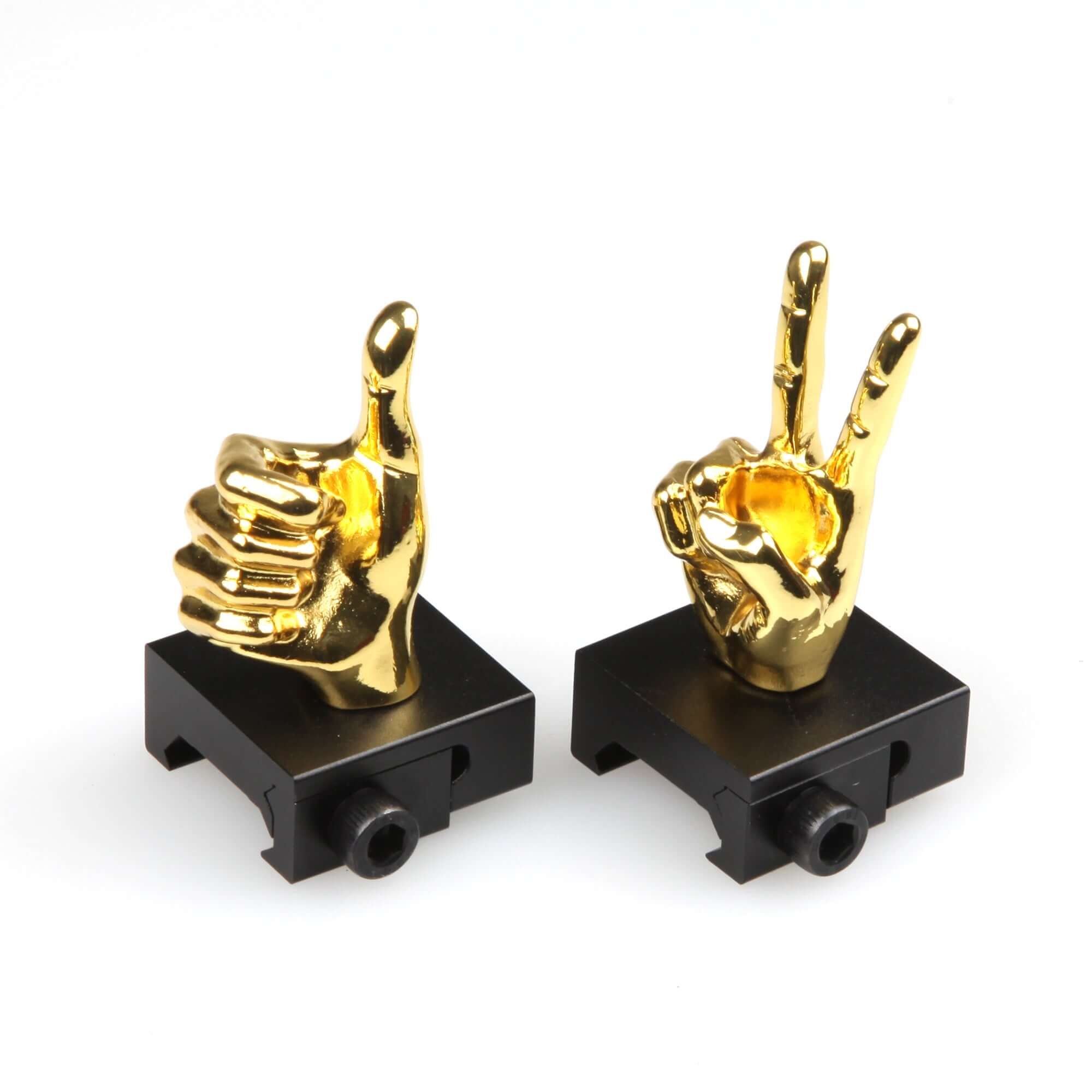 Golden Color Novelty Finger Iron Sight Set - Straight (V Hand & Thumbs Up) (SC)