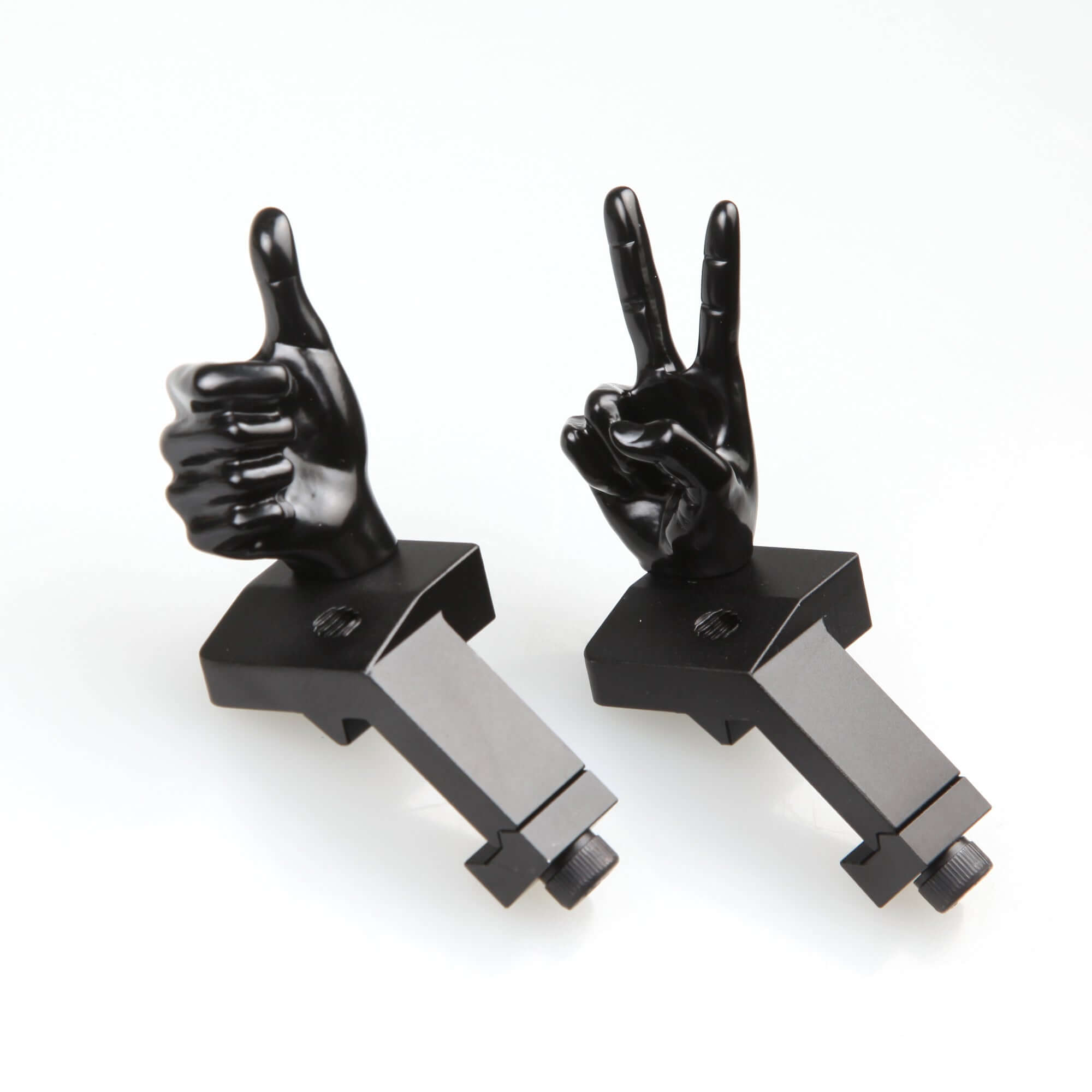 Black Color Novelty Finger Iron Sight Set - Offset 45 Degree (V Hand & Thumbs Up) (SC)