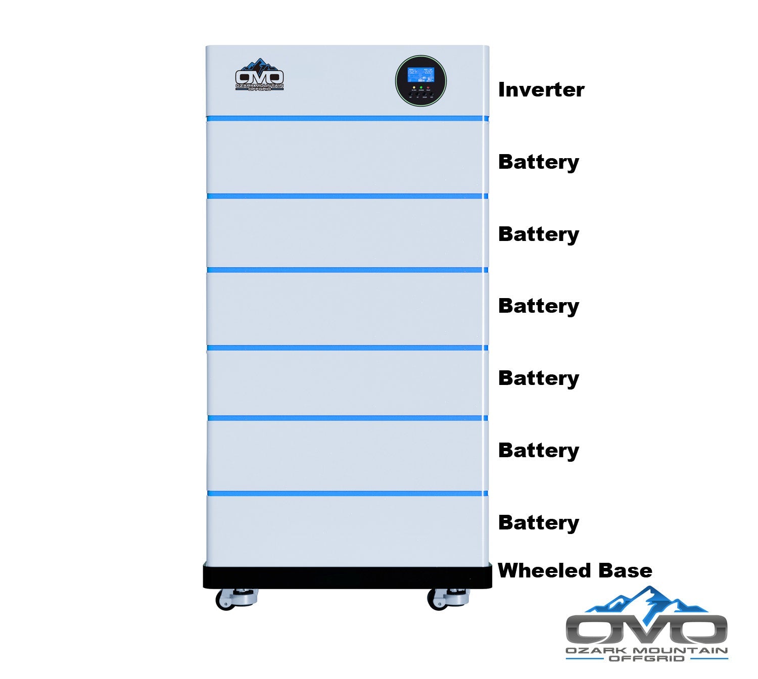 2.2KW OMO All-In-One Customizable Stacking Inverter/Battery System 5500W Inverter + 30.72K Lithium Battery + 2.2KW Solar Roof Mount (SC)
