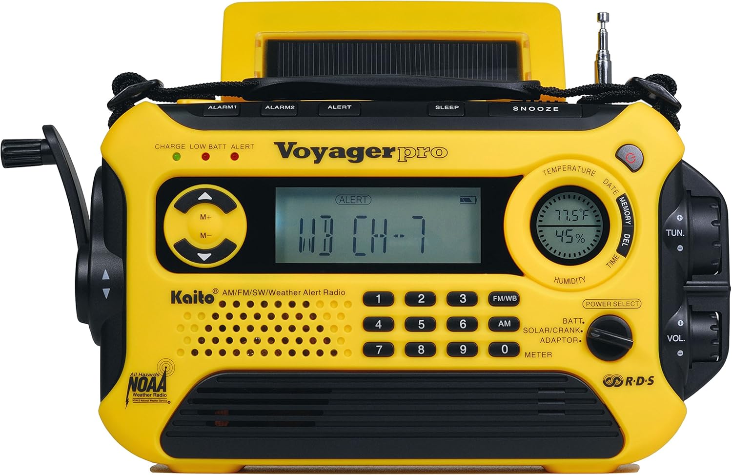 Kaito KA600 Digital Solar AM/FM/LW/SW Emergency Radio - Yellow (SC)