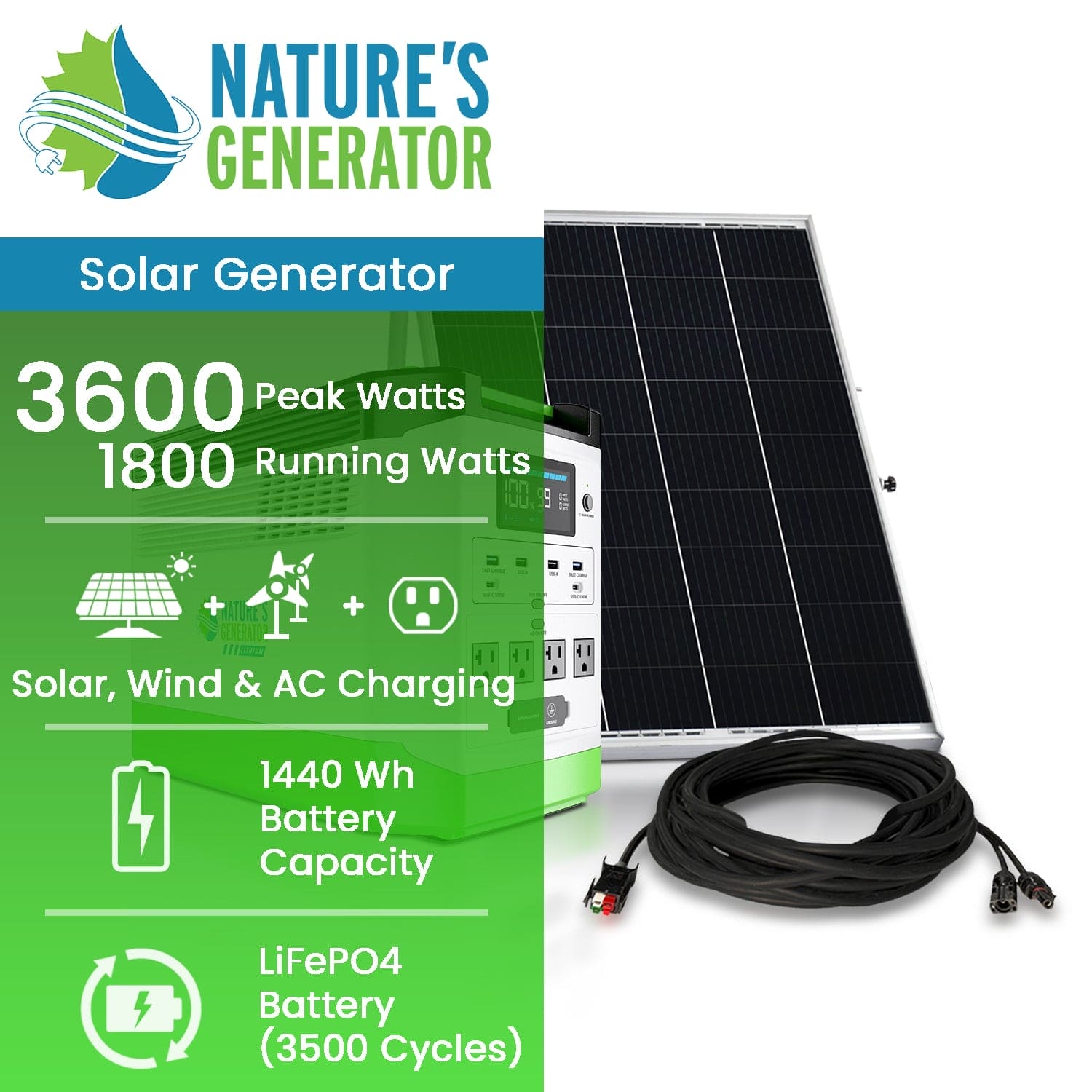 Nature's Generator Lithium 1800 Solar Generator (SC)