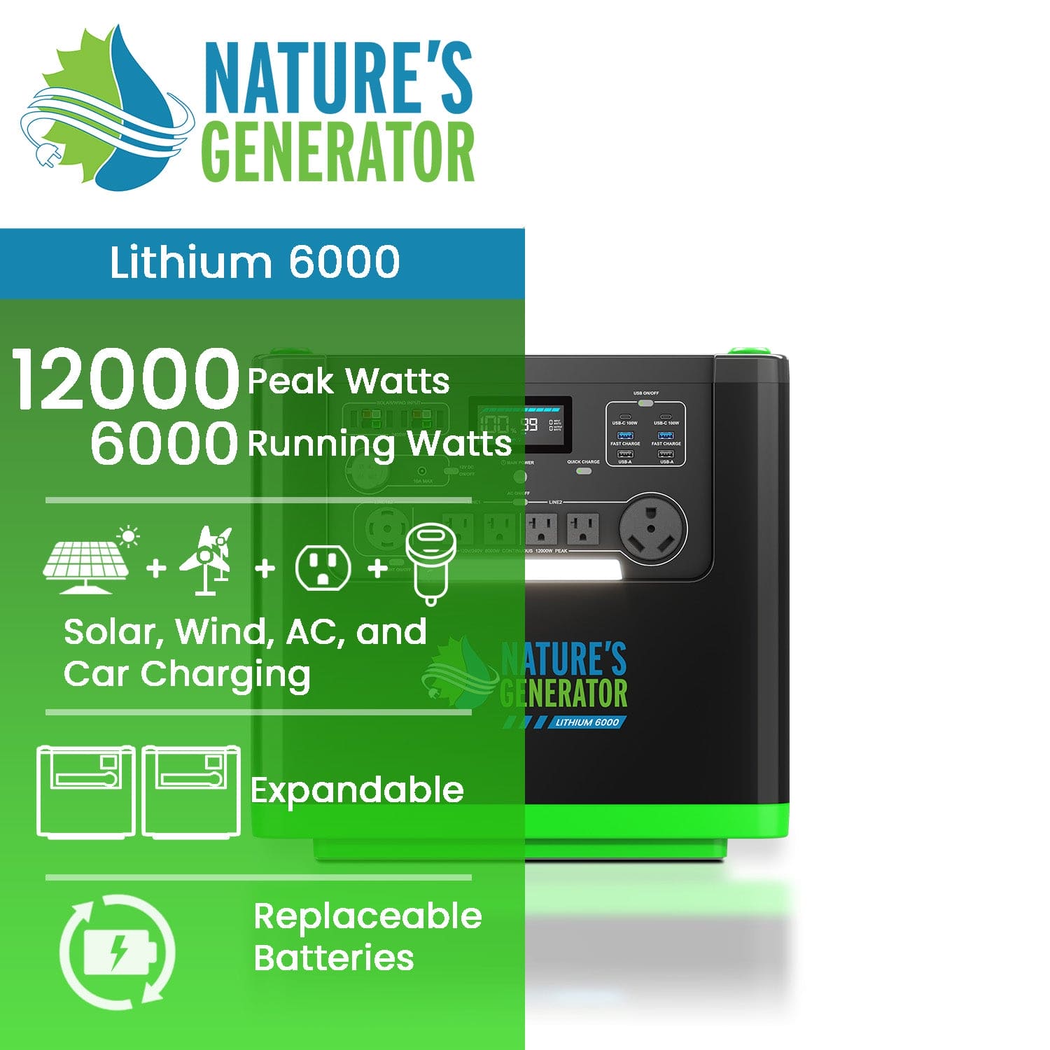 Nature's Generator Lithium 6000 Power Station (SC)