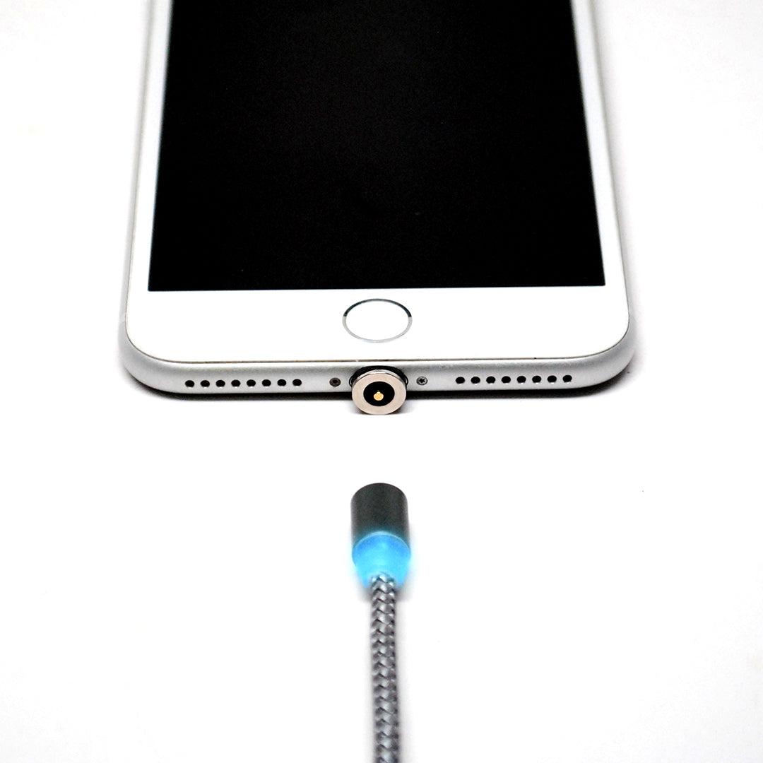 Magnetic USB Charging Cable, 3 in 1 Nylon Cord, Compatible with Micro USB, Type C, and Apple Products (SC)