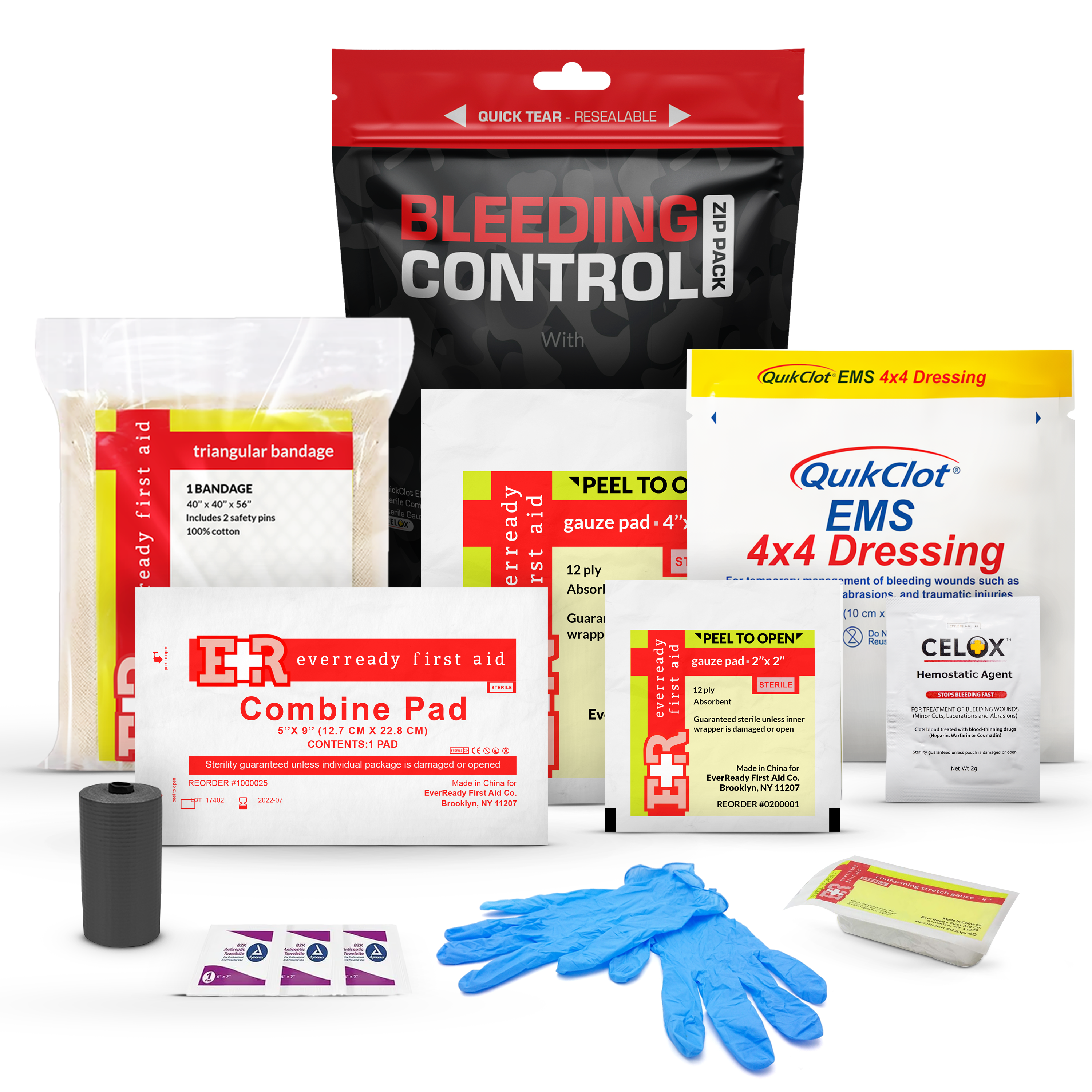 Bleeding Control Zip Pack with QuickClot & CELOX (SC)