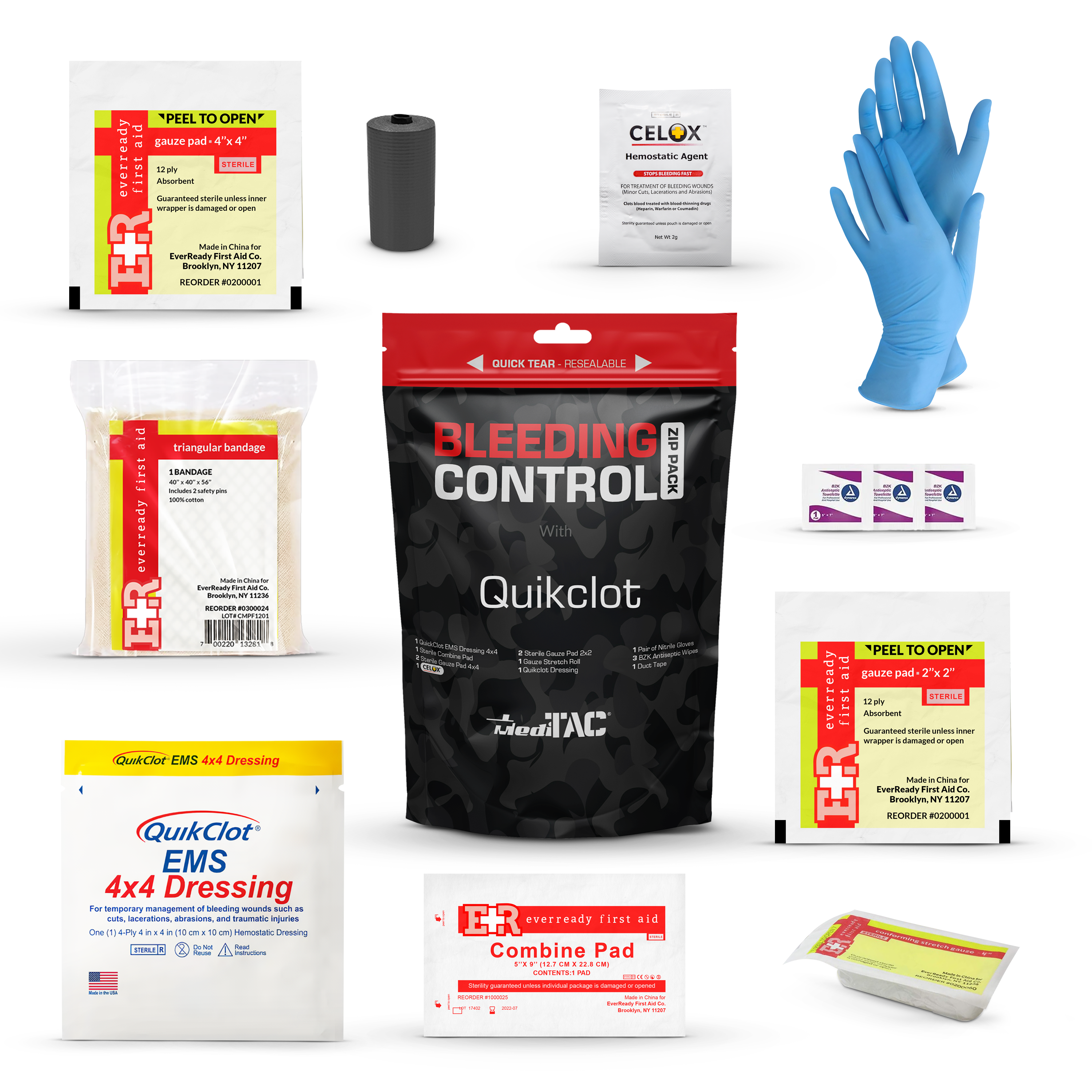 Bleeding Control Zip Pack with QuickClot & CELOX (SC)