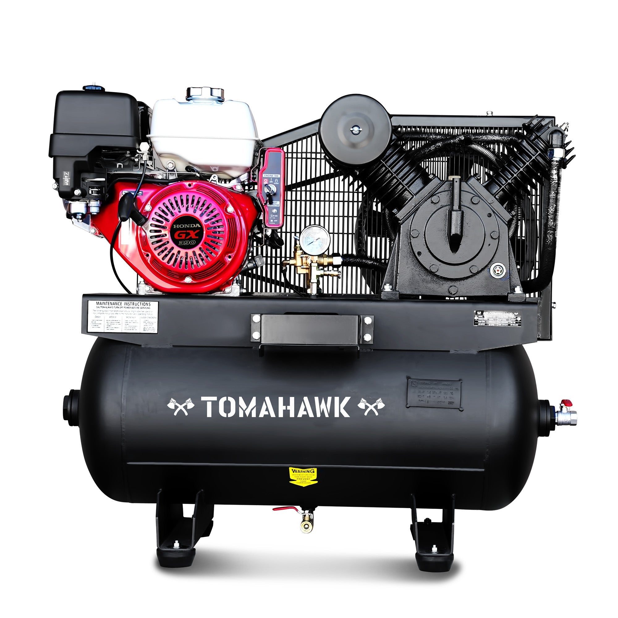 30 Gallon Air Compressor 13HP Honda GX390 Engine Horizontal Tank 24.4 CFM @ 90 PSI Gas-Powered (SC)