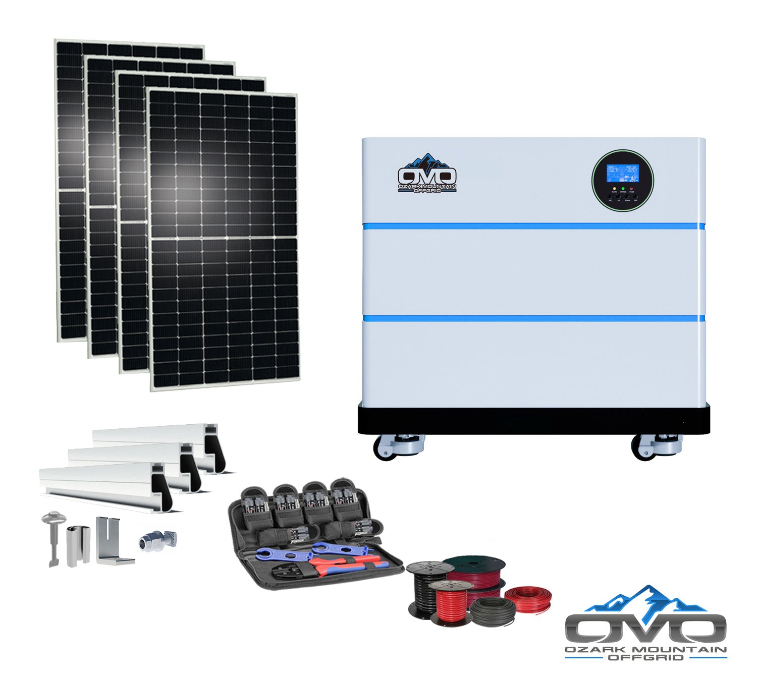 2.2KW OMO All-In-One Customizable Stacking Inverter/Battery System 5500W Inverter + 10.24K Lithium Battery + 2.2KW Solar Roof Mount (SC)