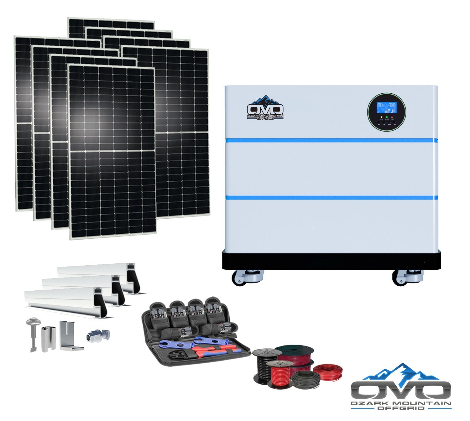 4.4KW OMO All-In-One Customizable Stacking Inverter/Battery System 5500W Inverter + 10.24K Lithium Battery + 4.4KW Solar Roof Mount (SC)