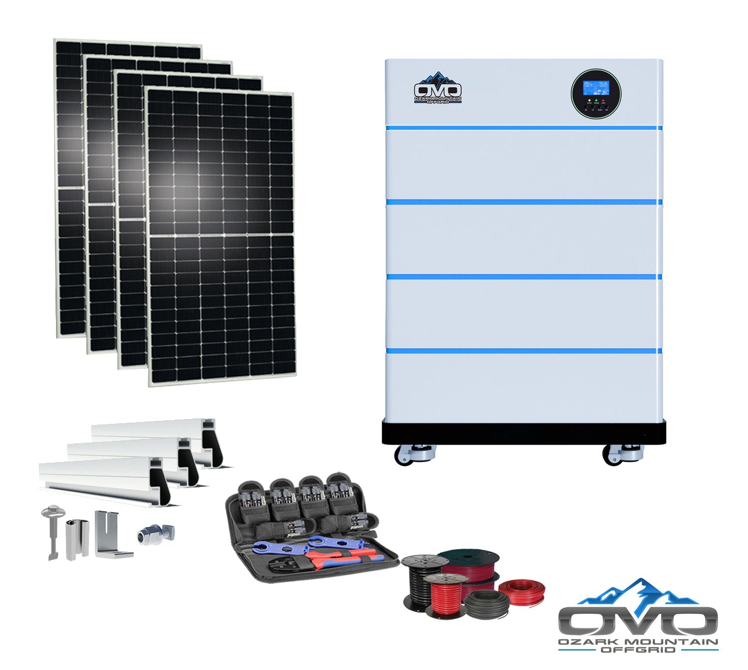 2.2KW OMO All-In-One Customizable Stacking Inverter/Battery System 5500W Inverter + 20.48K Lithium Battery + 2.2KW Solar Roof Mount (SC)