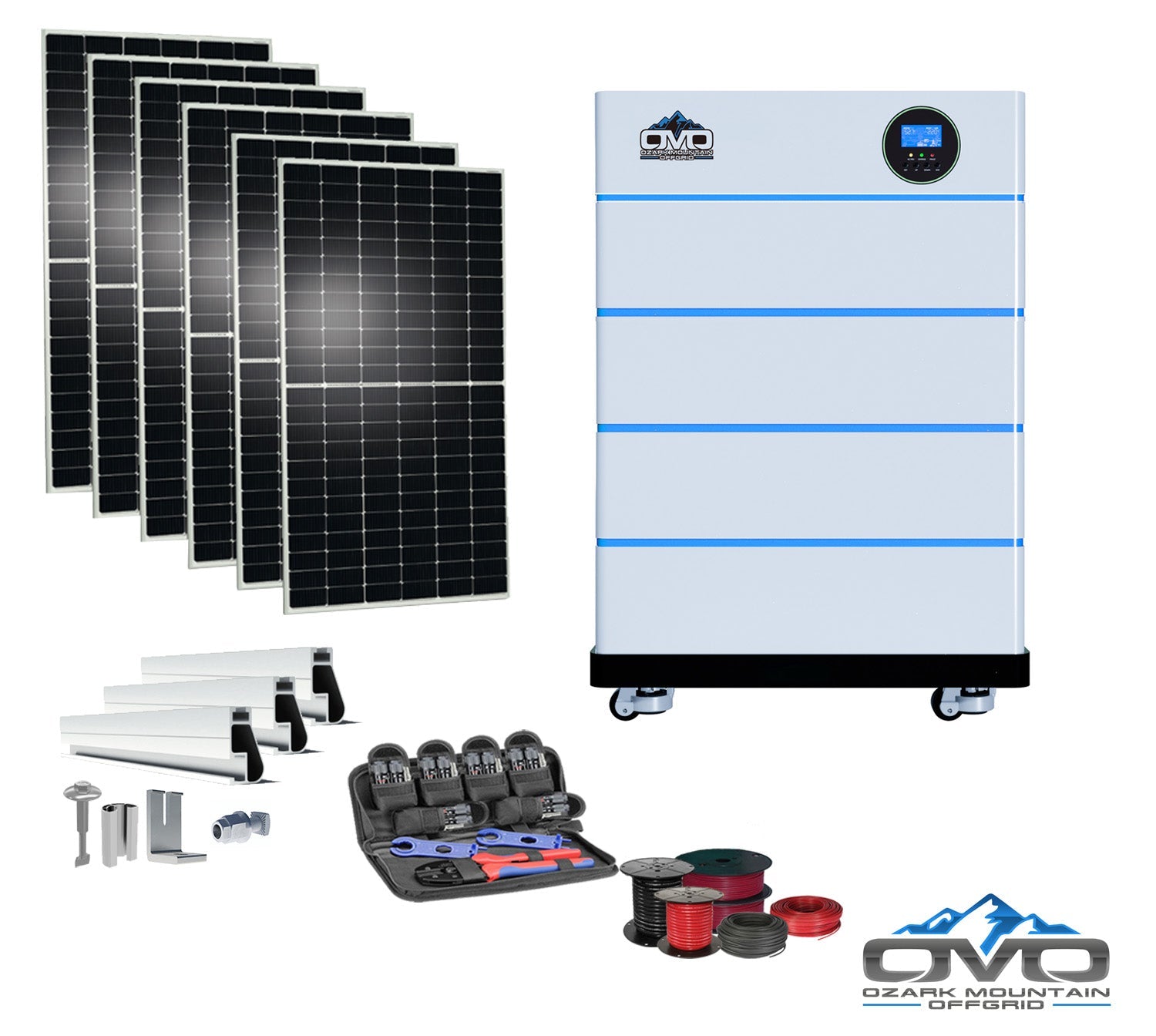 3.3KW OMO All-In-One Customizable Stacking Inverter/Battery System 5500W Inverter + 20.48K Lithium Battery + 3.3KW Solar Roof Mount (SC)