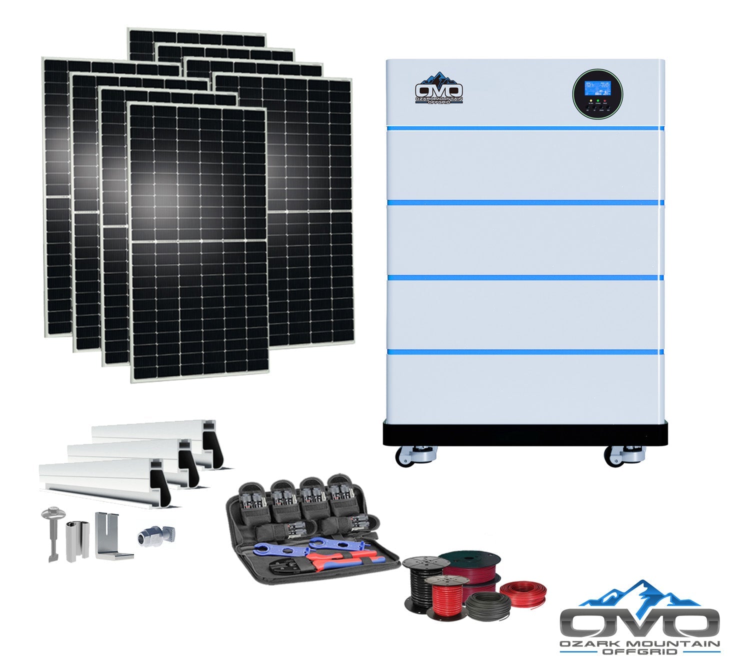 4.4KW OMO All-In-One Customizable Stacking Inverter/Battery System 5500W Inverter + 20.48K Lithium Battery + 4.4KW Solar Roof Mount (SC)