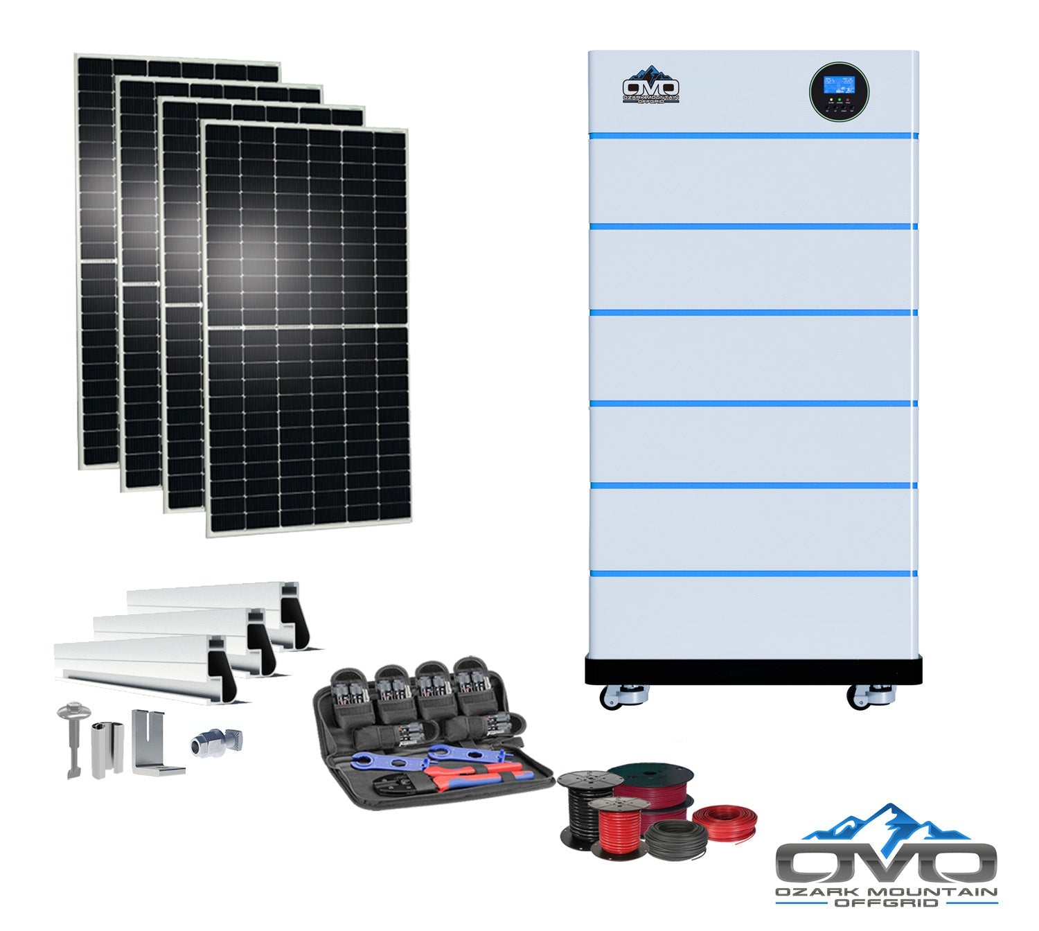 2.2KW OMO All-In-One Customizable Stacking Inverter/Battery System 5500W Inverter + 30.72K Lithium Battery + 2.2KW Solar Roof Mount (SC)