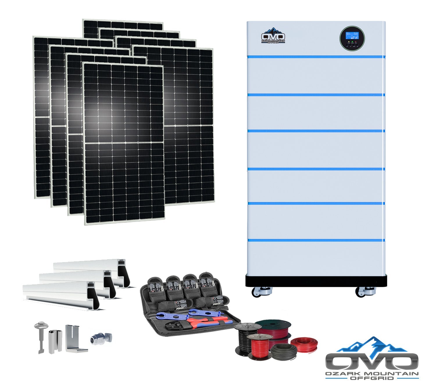 4.4KW OMO All-In-One Customizable Stacking Inverter/Battery System 5500W Inverter + 30.72K Lithium Battery + 4.4KW Solar Roof Mount (SC)