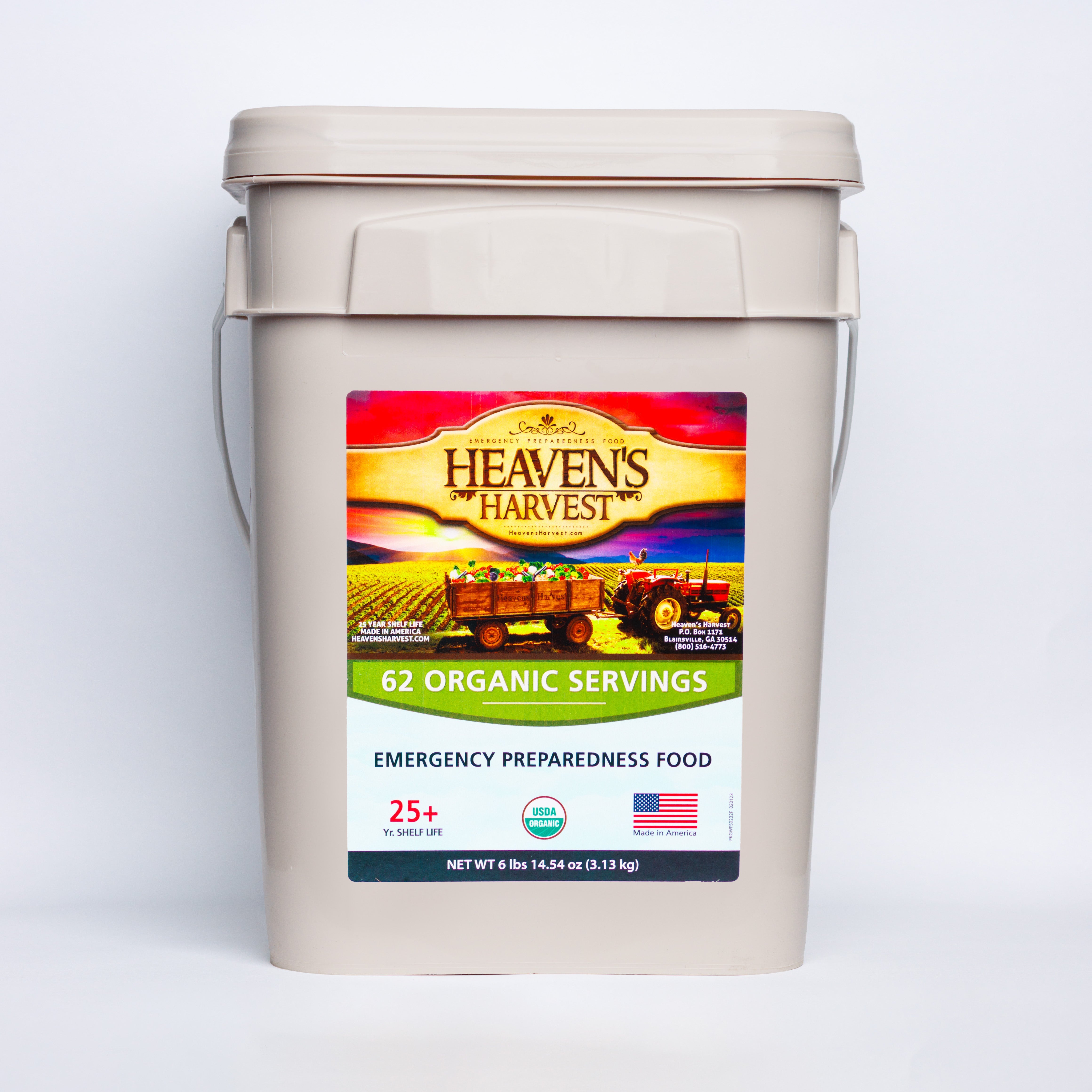 Organic Meal Bucket - 1 Person 1 Week - 62 Servings -  Emergency Food Survival Kit